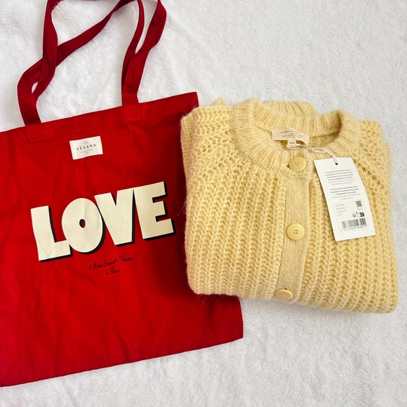 Sezane Emile cardigan butter yellow xxs with free tote bag/ NWT - Picture 10 of 13